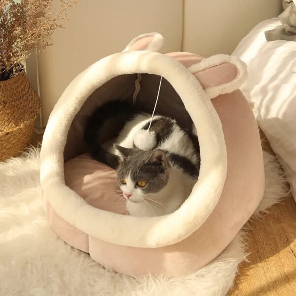 Sweet Cat Bed Warm Pet Basket Cozy Kitten Lounger Cushion Cat House Tent Very Soft Small Dog Mat Bag For Washable Cave Cats Beds - Image 4