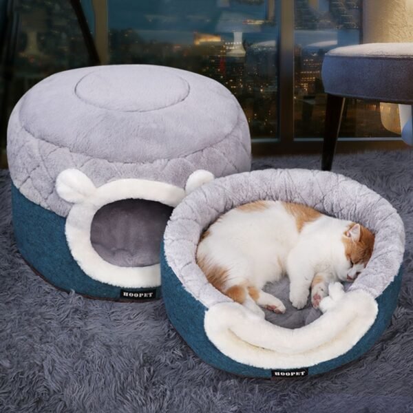 HOOPET Cat Bed House Soft Plush Kennel Puppy Cushion Small Dogs Cats Nest Winter Warm Sleeping Pet Dog Bed Pet Mat Supplies - Image 2