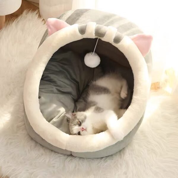 Sweet Cat Bed Warm Pet Basket Cozy Kitten Lounger Cushion Cat House Tent Very Soft Small Dog Mat Bag For Washable Cave Cats Beds - Image 2