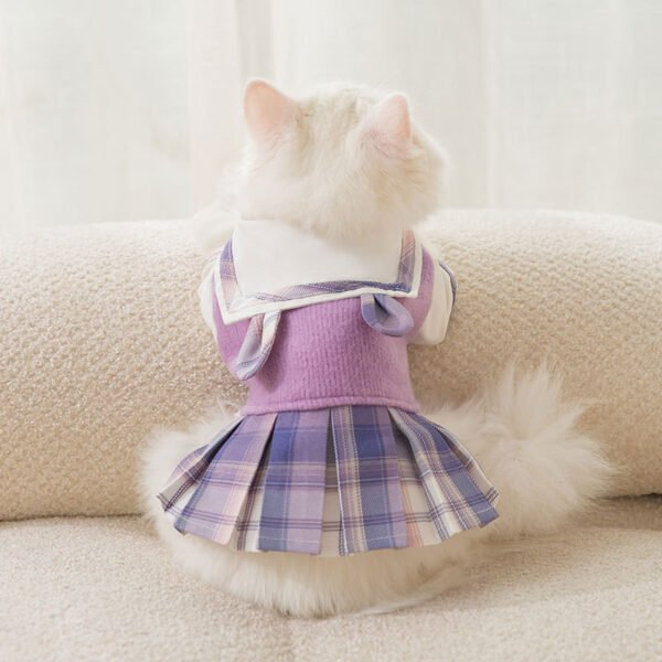 Autumn And Winter New Cats Cute Rabbit Lapel JK Dress College Style Dress Small And Medium-Sized Puppy Pet Clothes