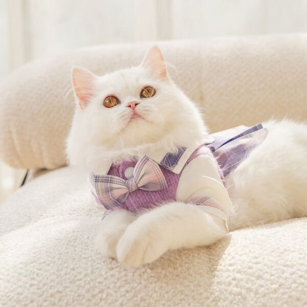 Autumn And Winter New Cats Cute Rabbit Lapel JK Dress College Style Dress Small And Medium-Sized Puppy Pet Clothes - Image 3