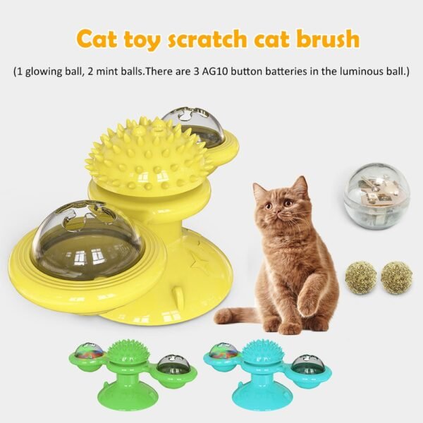 Pet Toys For Cats Dogs Turntable Puzzle Catnip Glowing Ball Interactive Rotatable Windmill Kitten Cat Toy Play Game Cat Supplies - Image 2