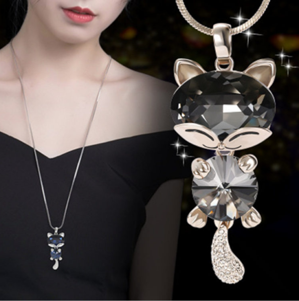 Dangle crystal sweet cats fashion neckalce pendant - Image 2