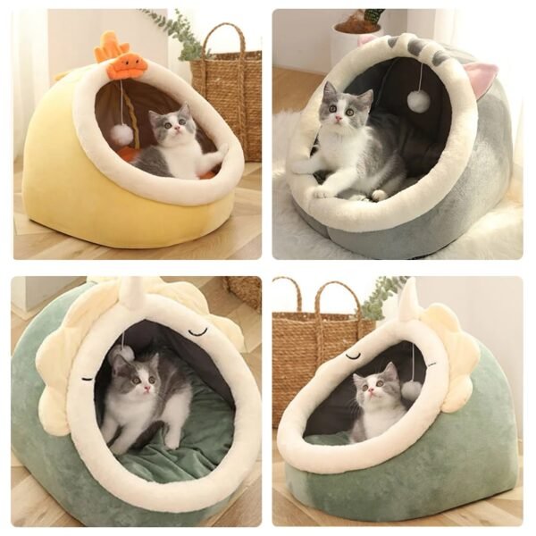 Sweet Cat Bed Warm Pet Basket Cozy Kitten Lounger Cushion Cat House Tent Very Soft Small Dog Mat Bag For Washable Cave Cats Beds - Image 5