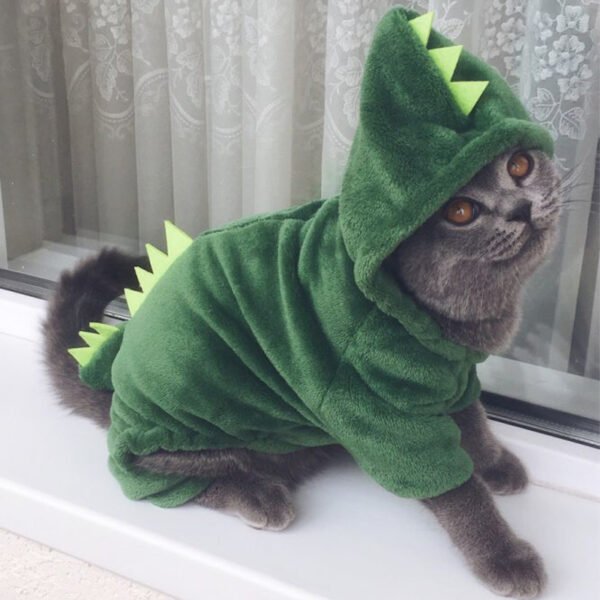 Pet Cat Clothes Funny Dinosaur Costumes Coat Winter Warm Fleece Cat Clothing For Small Cats Kitten Hoodie Puppy Dog Clothes - Image 3