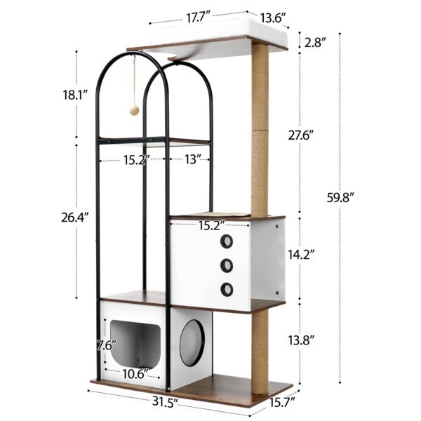 cat climbing frame,Cat Tree,Modern Cat Tower, Multi-Level Cat Condo with 1 Caves,2 Scratching Posts,Perch,for Indoor Cats - Image 16