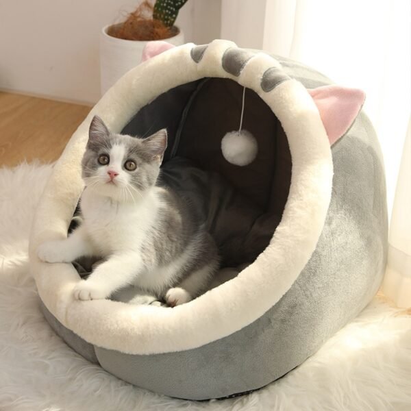 Sweet Cat Bed Warm Pet Basket Cozy Kitten Lounger Cushion Cat House Tent Very Soft Small Dog Mat Bag For Washable Cave Cats Beds - Image 8