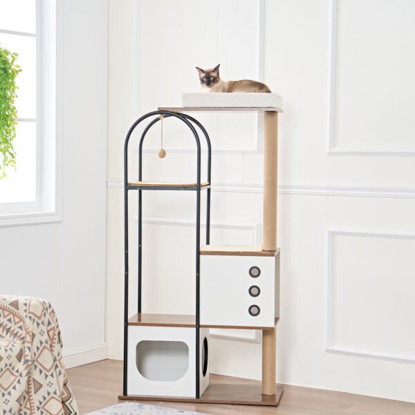 cat climbing frame,Cat Tree,Modern Cat Tower, Multi-Level Cat Condo with 1 Caves,2 Scratching Posts,Perch,for Indoor Cats - Image 11