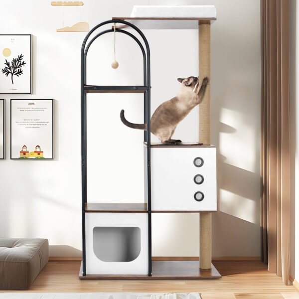 cat climbing frame,Cat Tree,Modern Cat Tower, Multi-Level Cat Condo with 1 Caves,2 Scratching Posts,Perch,for Indoor Cats - Image 14