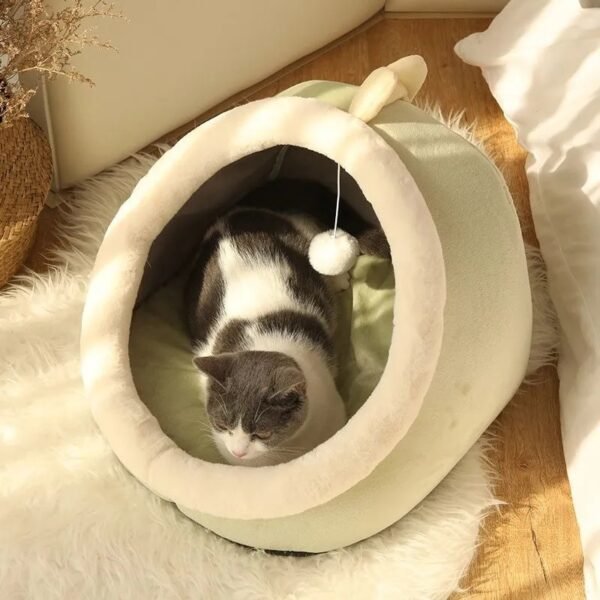 Sweet Cat Bed Warm Pet Basket Cozy Kitten Lounger Cushion Cat House Tent Very Soft Small Dog Mat Bag For Washable Cave Cats Beds - Image 3