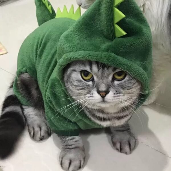 Pet Cat Clothes Funny Dinosaur Costumes Coat Winter Warm Fleece Cat Clothing For Small Cats Kitten Hoodie Puppy Dog Clothes - Image 2