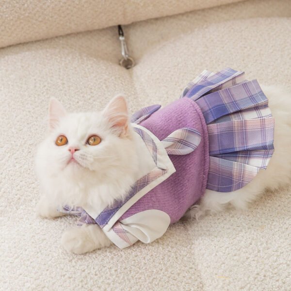 Autumn And Winter New Cats Cute Rabbit Lapel JK Dress College Style Dress Small And Medium-Sized Puppy Pet Clothes - Image 2