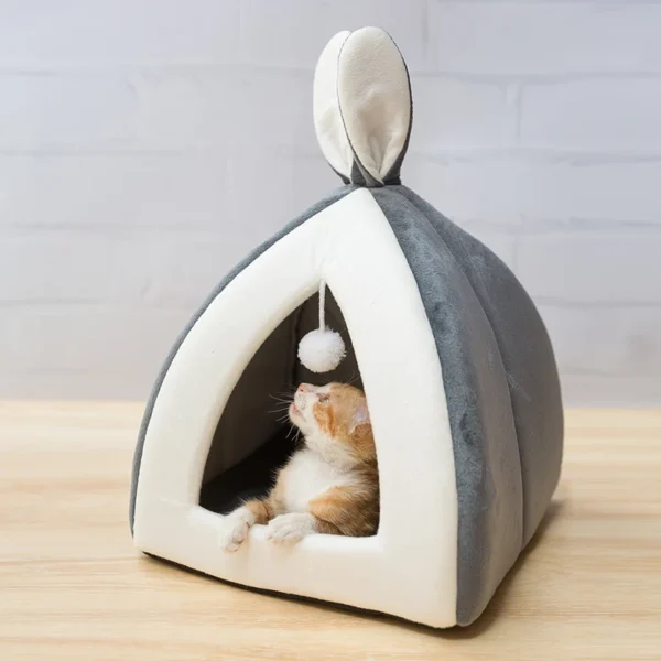 Pet Cat House Bed Indoor Kitten mat Warm Small for cats Dogs Nest Collapsible Cat Cave Cute Sleeping Mats Winter Products - Image 2