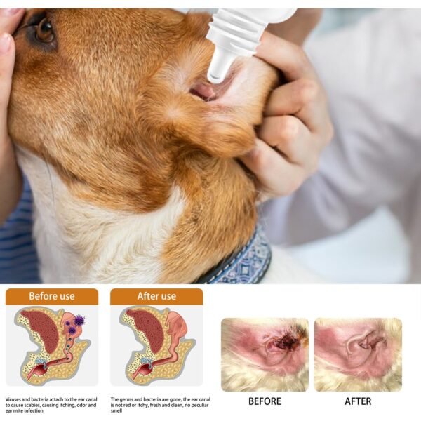 Pet Ear Cleaning Oil for Cats and Dogs - Cleansing, Deodorizing, and Removing Mites from Ears - Image 3
