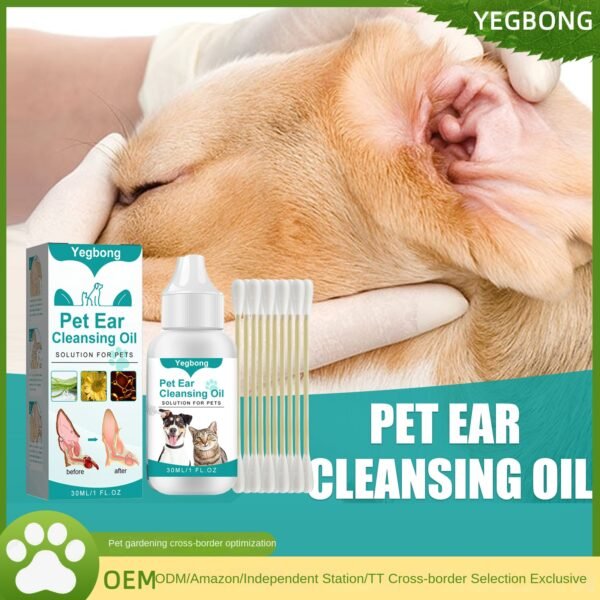 Pet Ear Cleaning Oil for Cats and Dogs - Cleansing, Deodorizing, and Removing Mites from Ears - Image 2