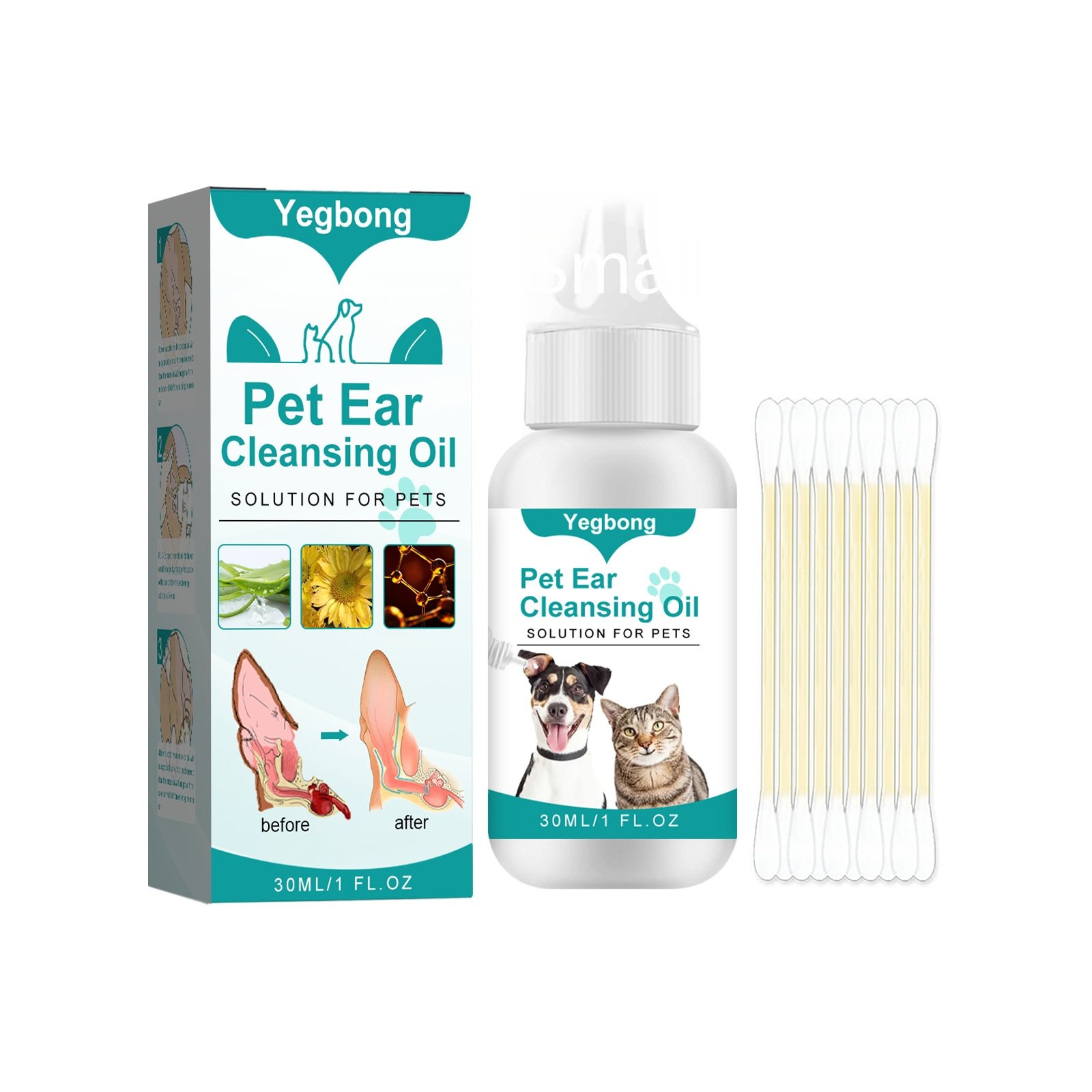 Pet Ear Cleaning Oil for Cats and Dogs – Cleansing, Deodorizing, and Removing Mites from Ears