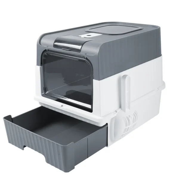 Extra Large Enclosed Drawer Type  Cat Litter Box, Removable Automatic Self-Cleaning Anti-Splashing Square Pet Toilet - Image 2