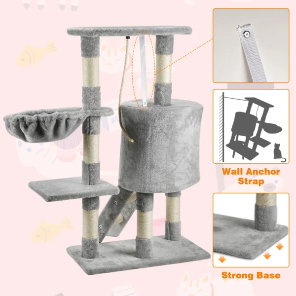 SKSBTF Multi-Level Cat Tree Tower Cats Condo With Scratching Post For Kitten Cat House Indoor Top Perches Padded Cozy Hammock - Image 5