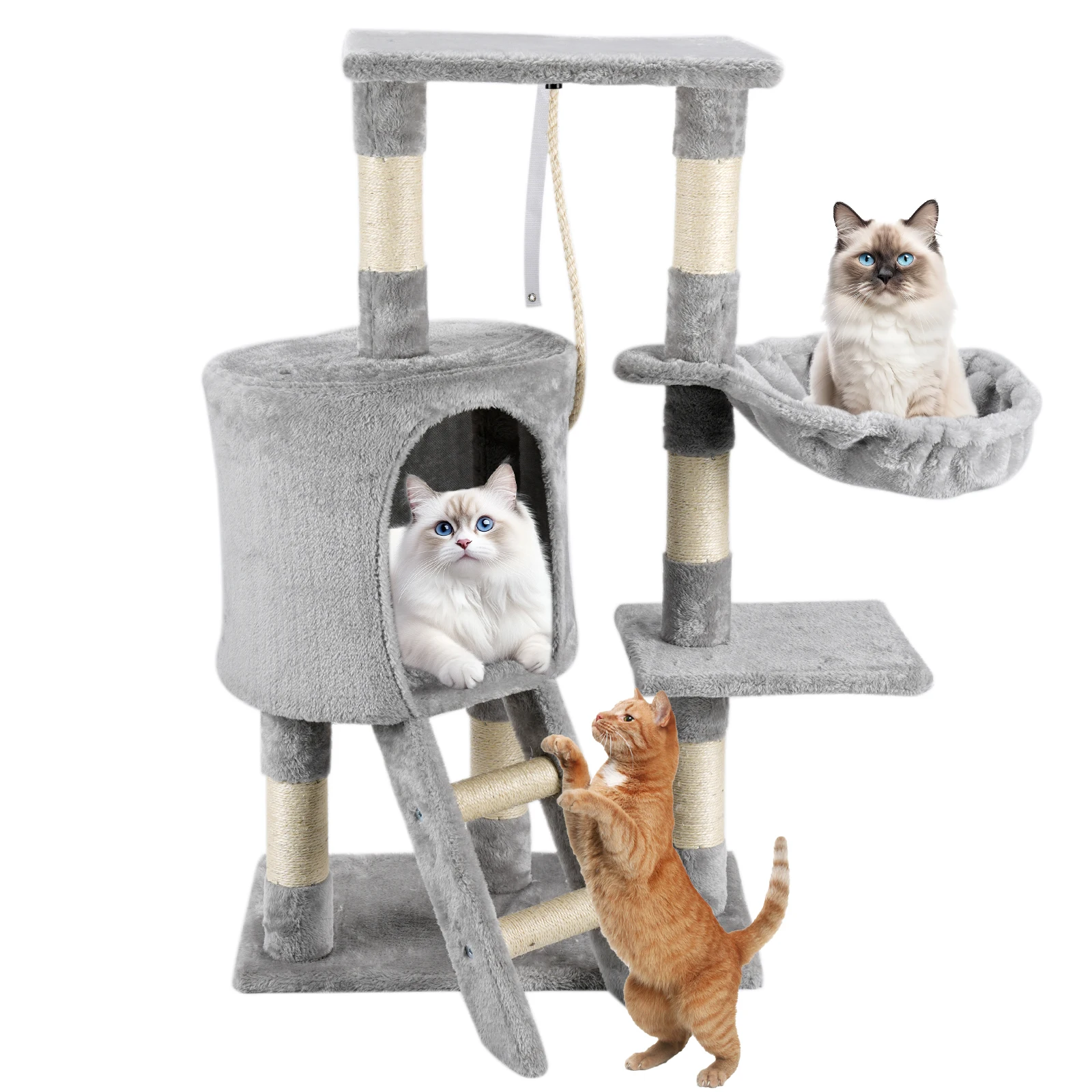 SKSBTF Multi-Level Cat Tree Tower Cats Condo With Scratching Post For Kitten Cat House Indoor Top Perches Padded Cozy Hammock