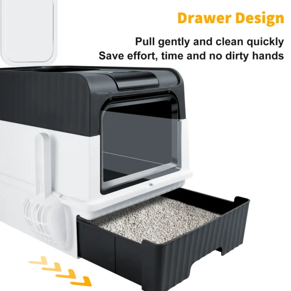 Extra Large Enclosed Drawer Type  Cat Litter Box, Removable Automatic Self-Cleaning Anti-Splashing Square Pet Toilet - Image 6