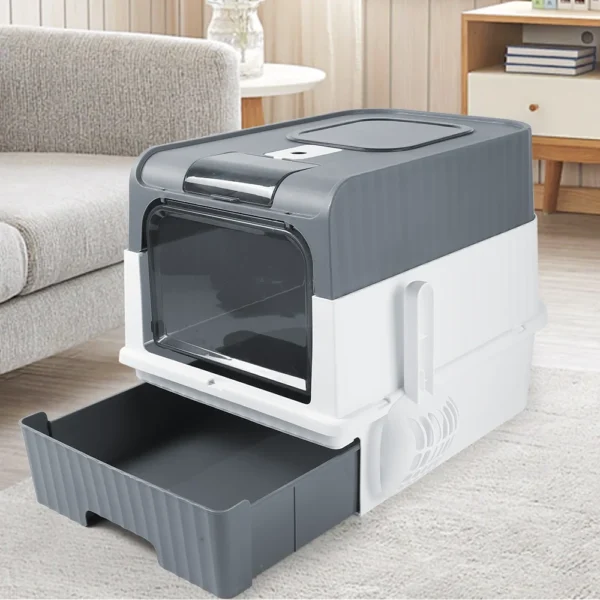 Extra Large Enclosed Drawer Type  Cat Litter Box, Removable Automatic Self-Cleaning Anti-Splashing Square Pet Toilet - Image 3