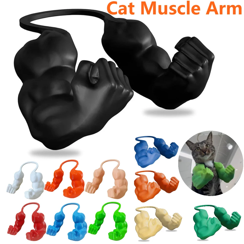 Creative Cat Muscle Arm 3D Printed Neck Arm with Muscle Pet Cosplay Costume Accessories for Halloween Birthday Party Supplies